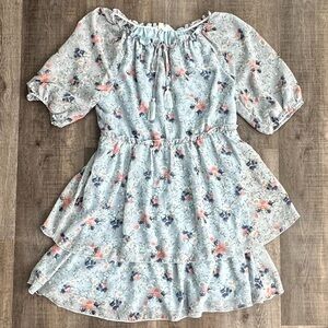 💞 Women’s Medium Light Blue Tiered Floral Dress